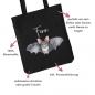 Preview: Baumwolltasche für Halloween mit süße Fledermaus und Wunschname. In 2 verschiedenen Größen erhältlich. Farbe: schwarz, Beispiel Junge