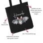 Preview: Baumwolltasche für Halloween mit süße Fledermaus und Wunschname. In 2 verschiedenen Größen erhältlich. Farbe: schwarz, Besonderheiten