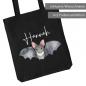 Preview: Baumwolltasche für Halloween mit süße Fledermaus und Wunschname. In 2 verschiedenen Größen erhältlich.