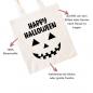 Preview: Baumwolltasche für Halloween, Happy Halloween und Kürbisgesicht, Farbe: natur, Personalisierung möglich, Besonderheiten auf einen Blick