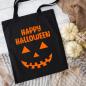 Mobile Preview: Baumwolltasche für Halloween, Happy Halloween und Kürbisgesicht, 2 verschiedene Größen und Farben, Personalisierung möglich, Beispiel: schwarz