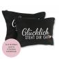 Preview: Kosmetiktasche, Kulturtasche mit Spruch Glücklich steht dir gut mit Rosé goldenes Herz, wahlweise in dunkelblau oder schwarz, in 2 Größen erhältlich