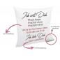 Mobile Preview: Weißes Kissen mit flauschiger Oberfläche, Text auf Kissen "Ich will dich" Liebeserklärung mit Personalisierung. Größe: 40cm x 40cm, inkl. Kissenfüllung, Besonderheiten auf einen Blick
