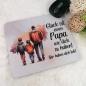 Preview: Mousepad mit Sprich "Glück ist einen Papa wie dich zu haben" Variante Papa, Mädchen und Junge, Nahaufnahme