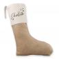 Preview: Nikolausstrumpf mit Wunschname, elegante Schrift, Weihnachtssocke mit Personalisierung aus Baumwolle und Jute