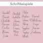 Preview: Nikolausstrumpf mit Wunschname, elegante Schrift, Weihnachtssocke mit Personalisierung aus Baumwolle und Jute, Schriftbeispiele