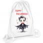 Mobile Preview: Turnbeutel für Halloween mit Dracula und Schriftzug Happy Halloween, Größe: 28,5 cm x 41 cm