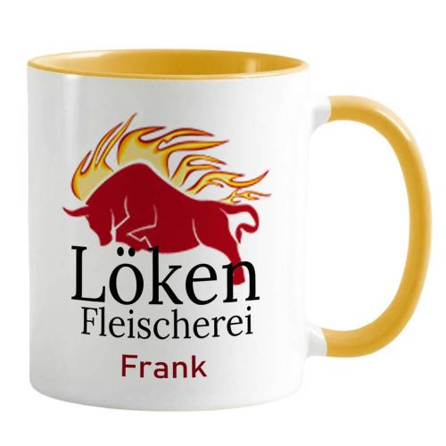 Firmentasse mit Logo und Personalisierung, in 4 Farben, Füllmenge: ca. 330 ml, Farbe: gelb
