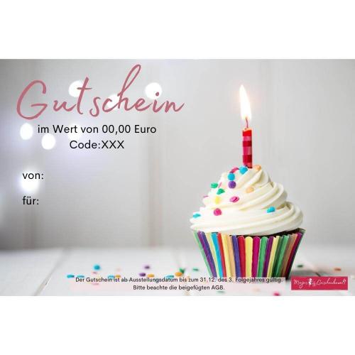 Geschenkgutschein zum Geburtstag, Last Minute Geschenk, Gutscheinwert wählbar, mit Personalisierung, ausdrucken und sofort verschenken