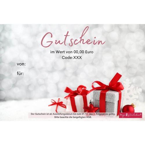 Geschenkgutschein zu Weihnachten, Gutscheinwert wählbar, personalisiert, ausdrucken und sofort verschenken