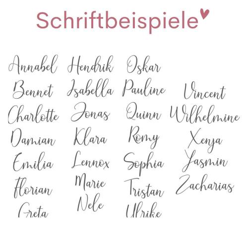 Nikolausstrumpf mit Wunschname, eleganter Schrift, Weihnachtssocke mit Personalisierung aus Baumwolle und Leinen, Schriftbeispiele