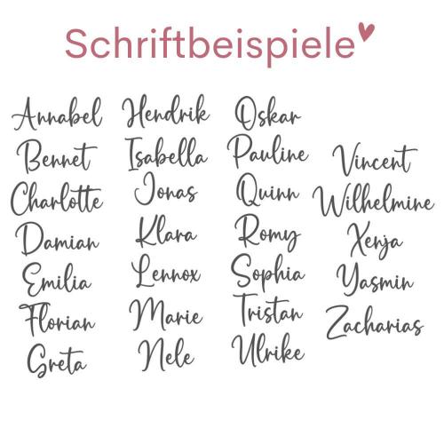 Nikolausstrumpf mit Wunschname, Weihnachtssocke mit Personalisierung aus Baumwolle und Leinen, Schriftbeispiele