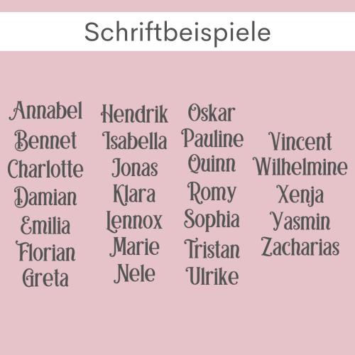 Nikolausstrumpf mit Wunschname, weihnachtliche Schrift, Weihnachtssocke mit Personalisierung aus Baumwolle und Jute,Schriftbeispiele