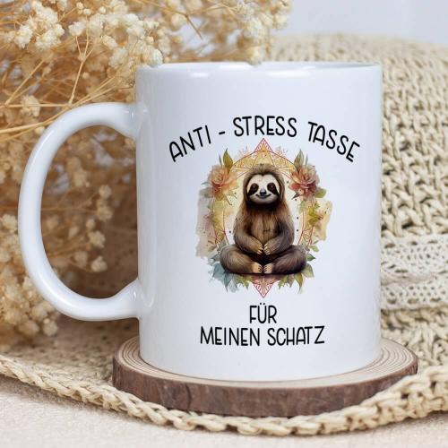 Tasse Anti-Stress-Tasse für meinen Schatz, Füllmenge: ca. 330 ml, Druck auf beiden Seiten der Tasse, Beispiel