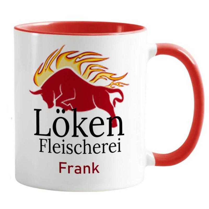 Firmentasse mit Logo und Personalisierung, in 4 Farben, Füllmenge: ca. 330 ml, Farbe: rot