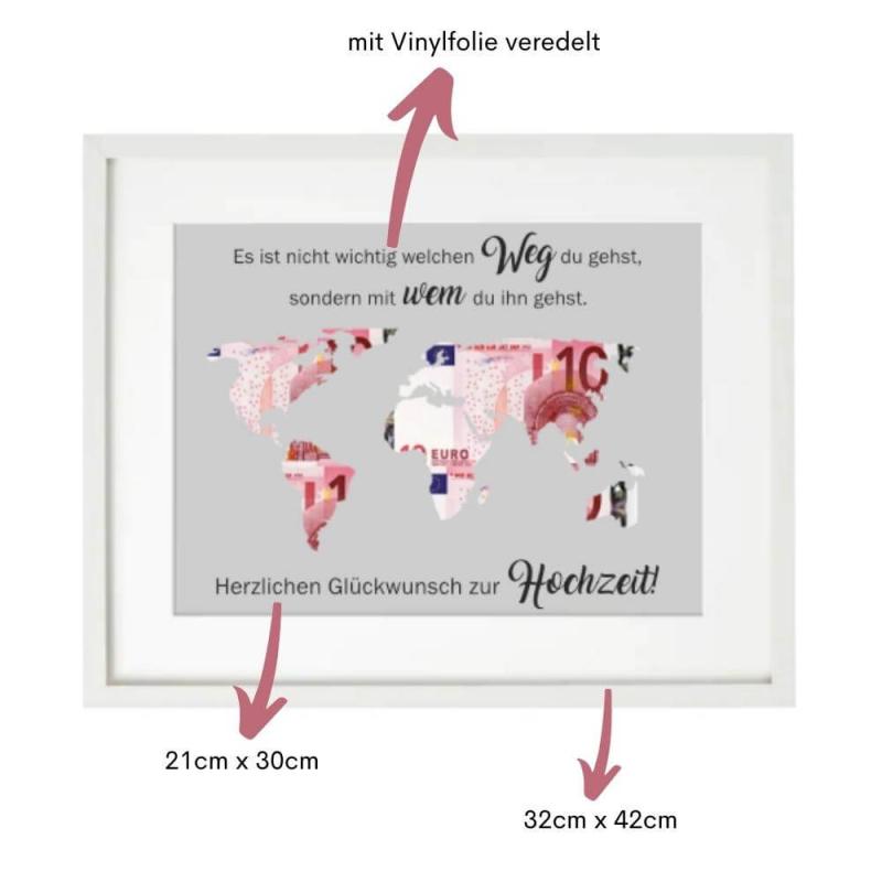 Geldgeschenk zur Hochzeit mit Spruch: Es ist nicht wichtig welchen Weg zu gehst, sondern mit wem du ihn gehst. Herzlichen Glückwunsch zur Hochzeit, originelle Geld Geschenkverpackung für eine Hochzeit, Größe: ca. 32cm x 42cm, Besonderheiten