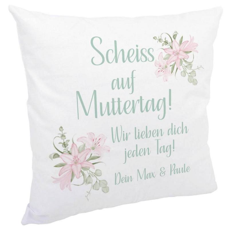 Kuschelkissen "Scheiss auf Muttertag", inkl. Personalisierung und Kissenfüllung, Variante: grün