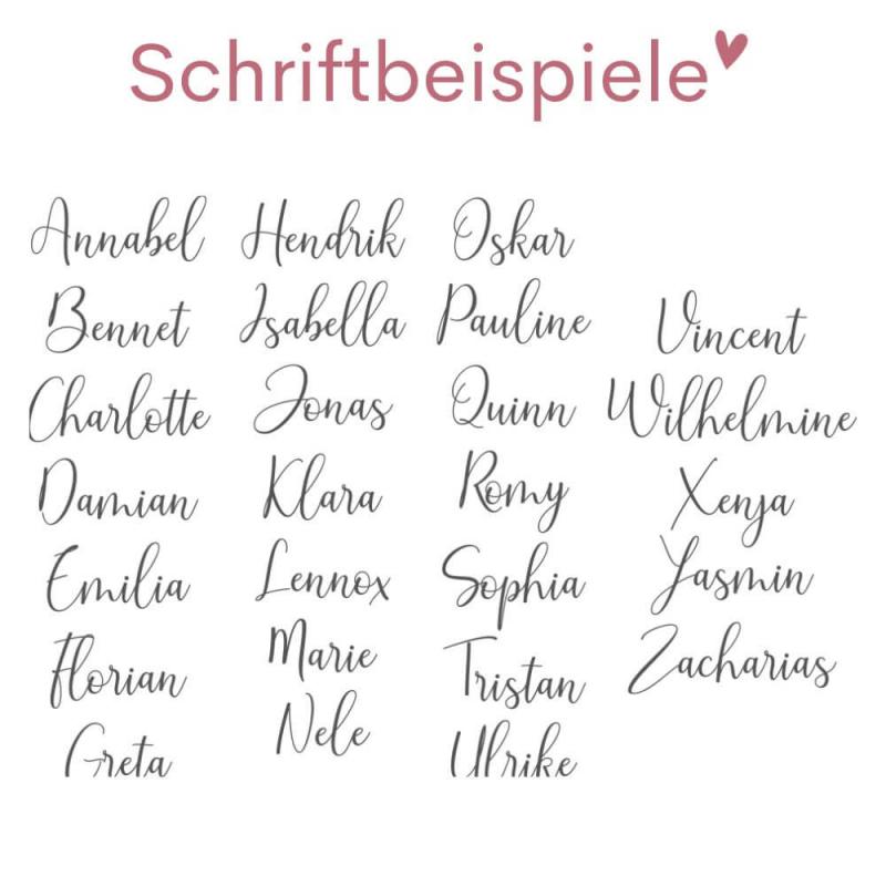 Nikolausstrumpf mit Wunschname, eleganter Schrift, Weihnachtssocke mit Personalisierung aus Baumwolle und Leinen, Schriftbeispiele