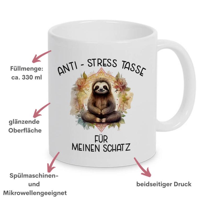 Tasse Anti-Stress-Tasse für meinen Schatz, Füllmenge: ca. 330 ml, Druck auf beiden Seiten der Tasse, Besonderheiten