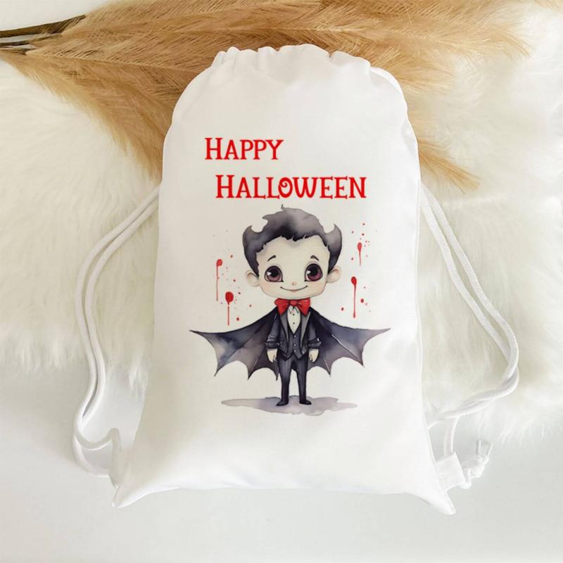 Turnbeutel für Halloween mit Dracula und Schriftzug Happy Halloween, Größe: 28,5 cm x 41 cm, Beispiel