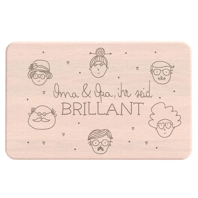 Frühstücksbrettchen „Oma und Opa, ihr seid brillant" – graviertes Geschenk aus Birkenholz