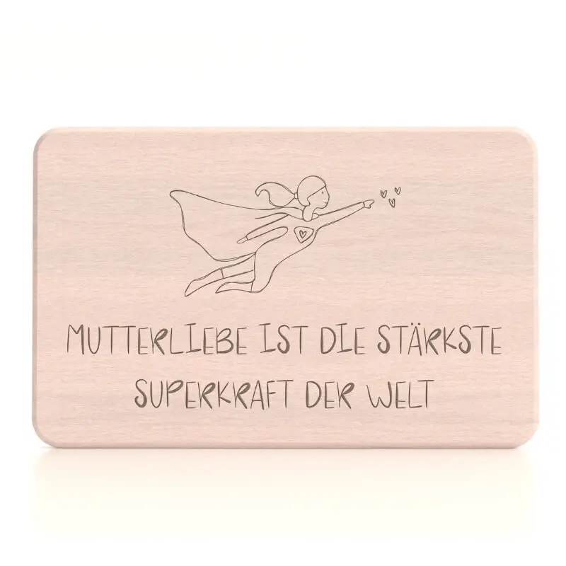 Frühstücksbrettchen „Mutterliebe" mit Gravur, Ansicht freigestellt